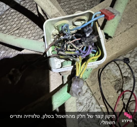 תיבת חיבורים עם חוטי חשמל צבעוניים